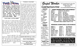 Please make plans to attend Bible Class as often as possible. See