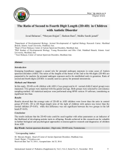 The Ratio of Second to Fourth Digit Length (2D:4D) in Children with