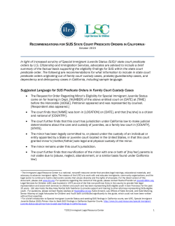 Suggested Language for SIJS Predicate Orders in Family Court