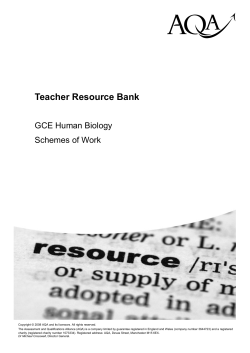 A-level Human Biology Scheme of work Schemes of work