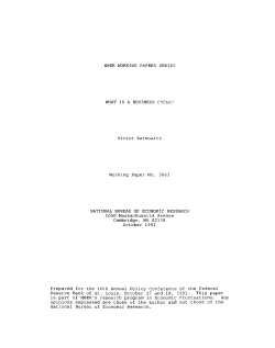 NBER WORKING PAPERS SERIES WHAT IS A BUSINESS CYCLE