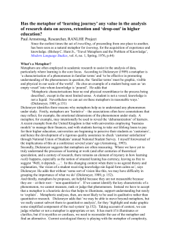 Has the metaphor of `learning journey` any value in the analysis of