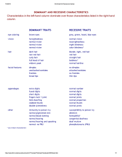 DOMINANT AND RECESSIVE CHARACTERISTICS Characteristics