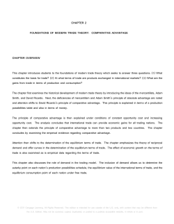 CHAPTER 2 FOUNDATIONS OF MODERN TRADE THEORY