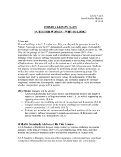 INQUIRY LESSON PLAN: VOTES FOR WOMEN &ndash; WHY SO LONG