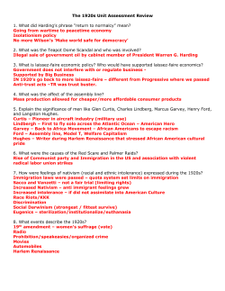 The 1920s Unit Assessment Review 1. What did Harding`s phrase