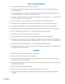 Hints for giving positive feedback