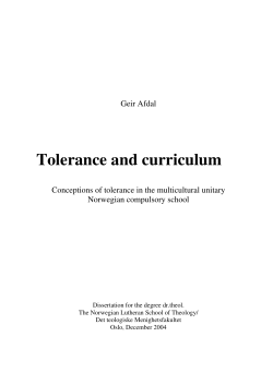 Tolerance and curriculum - Det teologiske Menighetsfakultet