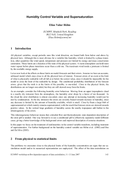 Humidity Control Variable and Supersaturation 1 Introduction 2