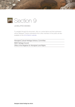 Aboriginal cultural heritage law reform: Submissions by legislative
