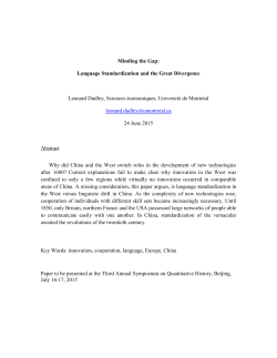 Language Standardization and the Great Divergence Leonard