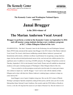 Press Release - Soprano Janai Brugger is the winner of the 2016