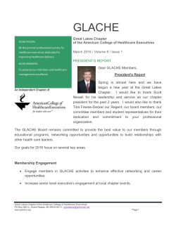 March 2016 Newsletter - Great Lakes Chapter of ACHE