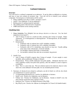 Carbonyl Unknowns