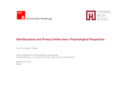 Self-Disclosure and Privacy Online from a Psychological Perspective