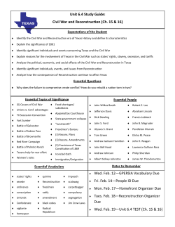 Unit 6.4 Study Guide: Civil War and Reconstruction