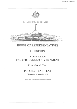 Northern Territory Self Government ‐ Procedural Text