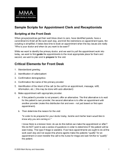 Sample Scripts for Appointment Clerks and Receptionists