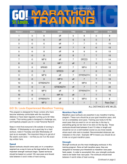 Marathon Training Schedule &ndash; Experienced