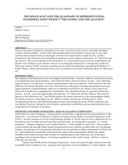 the holocaust and the quandary of representation
