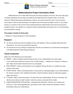 Mathematician Project - Holy Cross School Ventura, CA