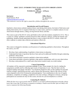 EDUC 221CC: INTRODUCTION TO QUALITATIVE OBSERVATIONS