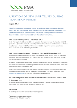 August 2014 Unit trusts created prior to 1 December 2014