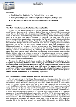 Headlines: &bull; The Myth of the Caliphate: The Political History of an