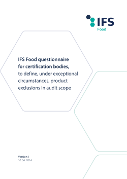 IFS Food questionnaire for certification bodies, to define