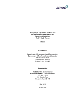 Study on pH Adjustment Systems - Municipal Affairs and Environment