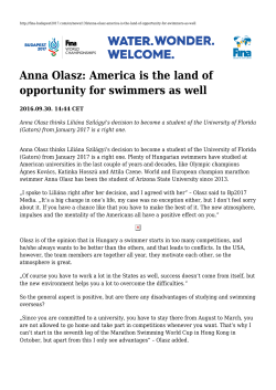 Anna Olasz: America is the land of opportunity for swimmers as well