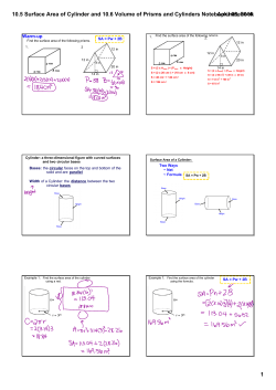 10.5 Surface Area of Cylinder and 10.6 Volume of
