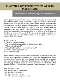 chapter 6: get present to `what is so` (assertions)