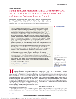 Setting a National Agenda for Surgical Disparities Research