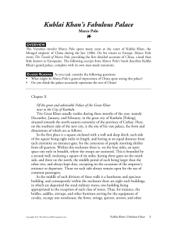 Kublai Khan`s Fabulous Palace