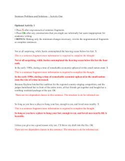 Sentence Problems and Solutions