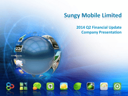 2014 Q2 Financial Update Company Presentation