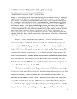 Prayer practice affects cognitive processing