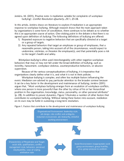 Is mediation suitable for complaints of workplace bullying?.