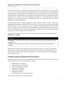 Handout 3: Strategies for Designing Survey Questions