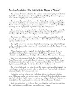 American Revolution - Who Had the Better Chance of Winning?