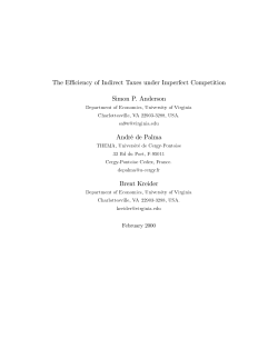The E!ciency of Indirect Taxes under Imperfect Competition Simon P