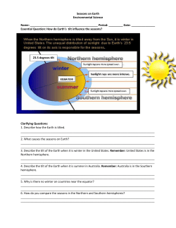 Seasons on Earth Environmental Science Name