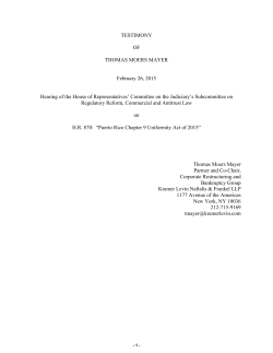 TESTIMONY OF THOMAS MOERS MAYER February