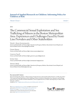 The Commercial Sexual Exploitation and Sex Trafficking of Minors in
