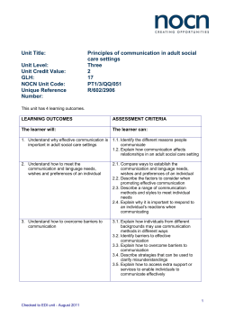Principles of communication in adult social care settings