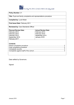 Policy Number: 21 Title: Pupil and family complaints and