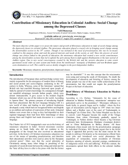 Contribution of Missionary Education in Colonial Andhra: Social