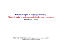 Advanced topics in language modeling