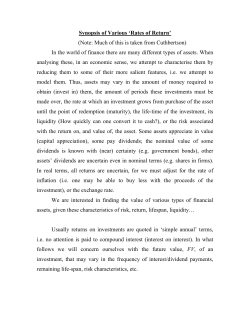 Synopsis of Various `Rates of Return`